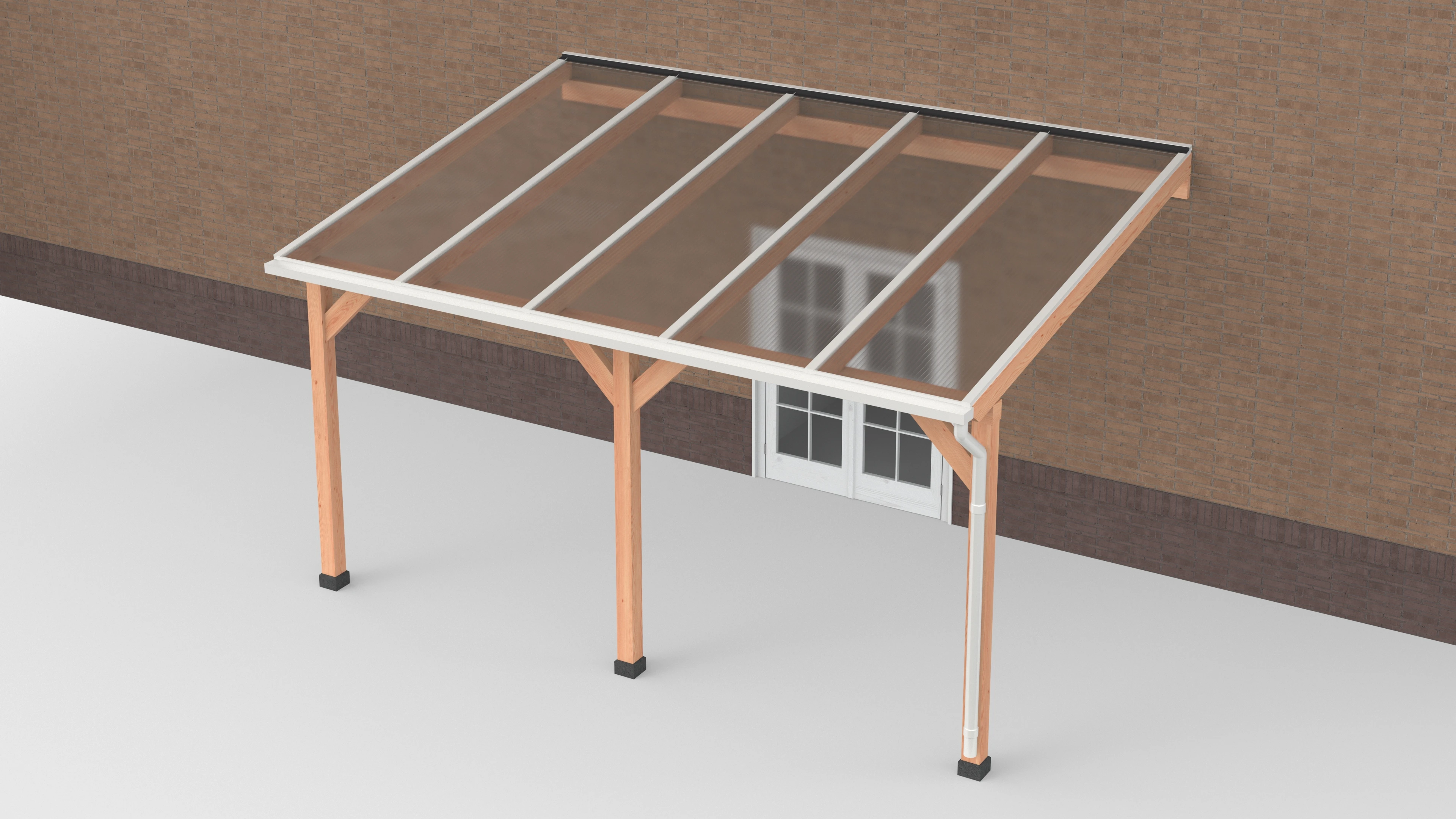 Douglas Terrasoverkapping Wit Polycarbonaat Helder Geschaafd 500 x 350 cm - Afbeelding 1